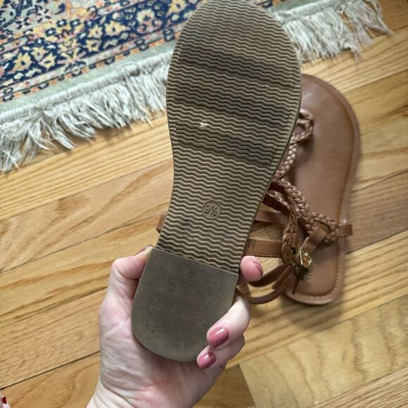 Merona Tan Braided T Strap Gladiator Sandals - Picture 5 of 6